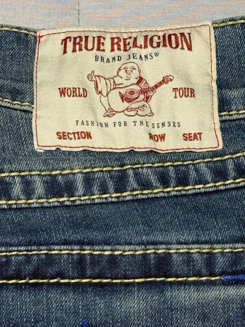 True Religion Mens Ricky Relaxed Straight Jeans Size 32 Blue Denim